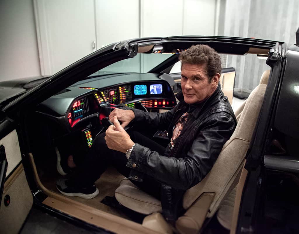 David Hasselhoff im KITT Replika von "Knight of Germany"