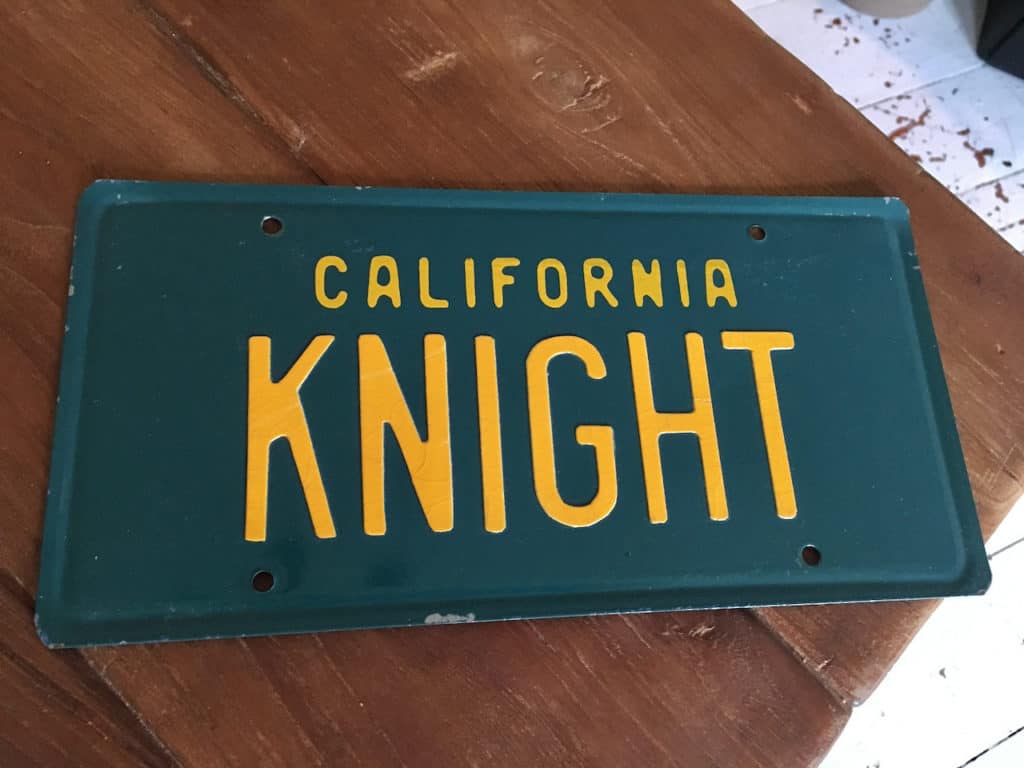 Original number plate from KITT
