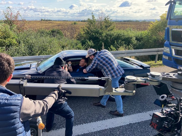 David Hasselhoff in a scene for Ze Network on the German Autobahn